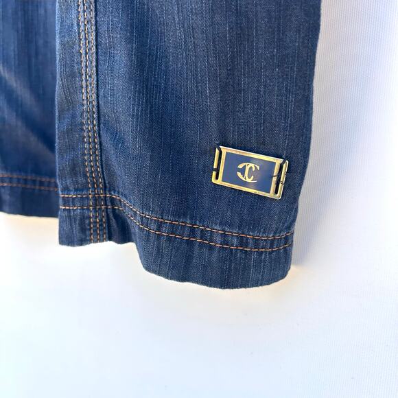 Vintage Roberto Cavalli Y2K 2000s Denim Jean Bustier Mini Dress 44 Size 8 - Picture 6 of 16